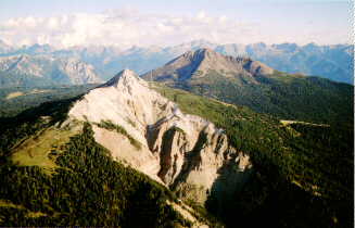 Weißhorn (white peak, 2316 m) and Schwarzhorn (black peak, 2439 m)