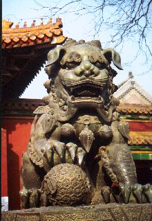 Beijing lama temple lion detail