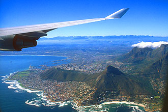 Cape Town Lions Head and Signal Hill from aircraft