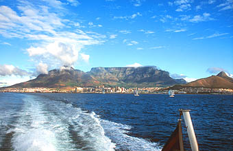 Cape Town Robben Island ferry Table Mountain from Table Bay 2