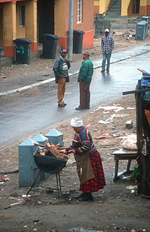 Cape Town Township people talking on the street