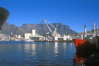 Cape Town Waterfront and harbour with Table Mountain