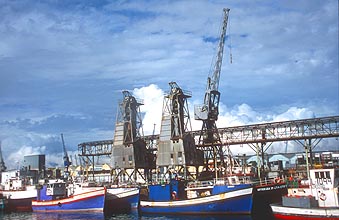 Cape Town Waterfront and harbour with boats and cranes 2