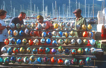 Hout Bay harbour market coloured ostrich eggs