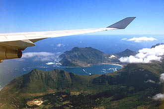 Hout Bay with Chapmans Peak from aircraft