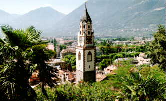 Steeple of the St. Nikolaus church in Meran